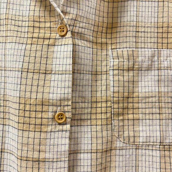 OAK + FORT Plaid Short Sleeve Button Up Top - Size M - Picture 4 of 8